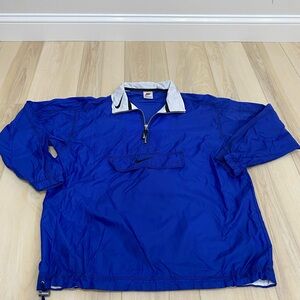Nike Center Swoosh Mens 1/4 Zip Jacket Sz XL 90s Windbreaker Pullover BLUE VTG
